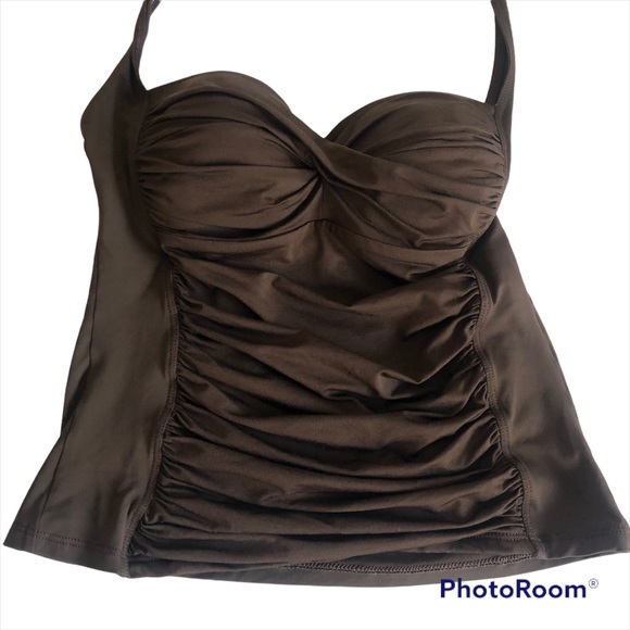 La Blanca Ruched Swim Top Size 6 - Picture 2 of 8